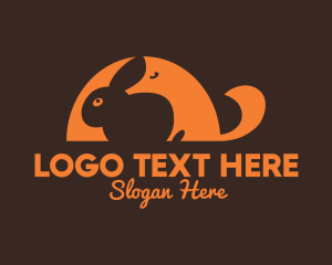 Baby Rabbit - Orange Rabbit & Fox logo design