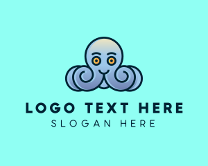 Sea Monster - Happy Marine Octopus logo design