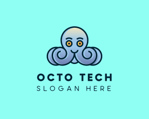 Happy Marine Octopus logo design