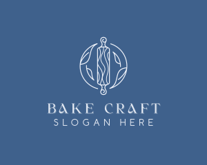 Baking Rolling Pin Leaf logo design