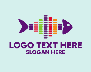 Audio Mixing - Colorful Audio Fish logo design