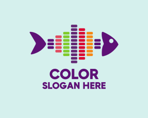 Colorful Audio Fish logo design