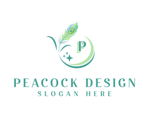 Peacock - Mystical Peacock Quill logo design