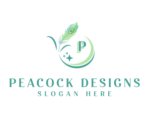 Peacock - Mystical Peacock Quill logo design