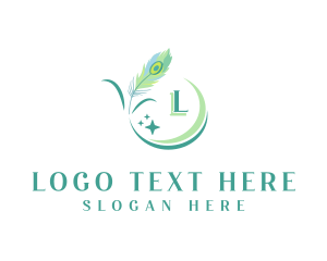 Stationery - Mystical Peacock Quill logo design