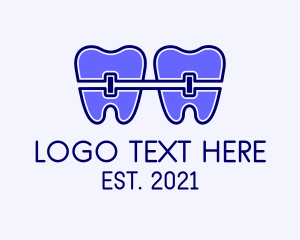 Toothbrush - Blue Dental Braces logo design