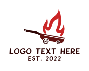Food Cart - Flame Frying Pan Cart logo design