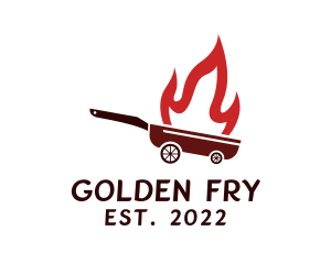 Flame Frying Pan Cart  logo design