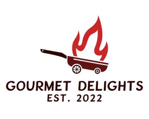 Flame Frying Pan Cart  logo design