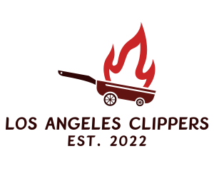 Chef - Flame Frying Pan Cart logo design