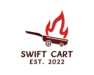 Flame Frying Pan Cart  logo design