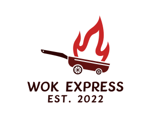 Flame Frying Pan Cart  logo design