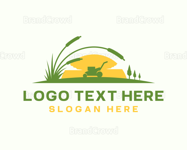Lawn Mower Grass Landscaping Logo