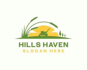 Lawn Mower Grass Landscaping logo design