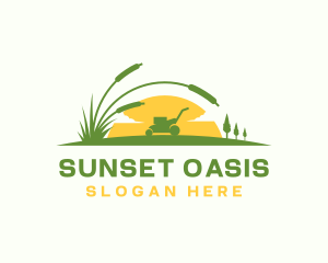 Lawn Mower Grass Landscaping logo design