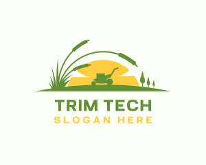 Lawn Mower Grass Landscaping logo design