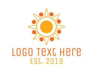 Solar Energy - Modern Sun Flower Outline logo design