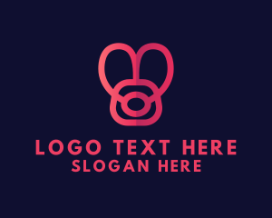 Valentines - Heart Bunny Monoline logo design