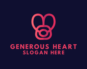 Heart Bunny Monoline logo design