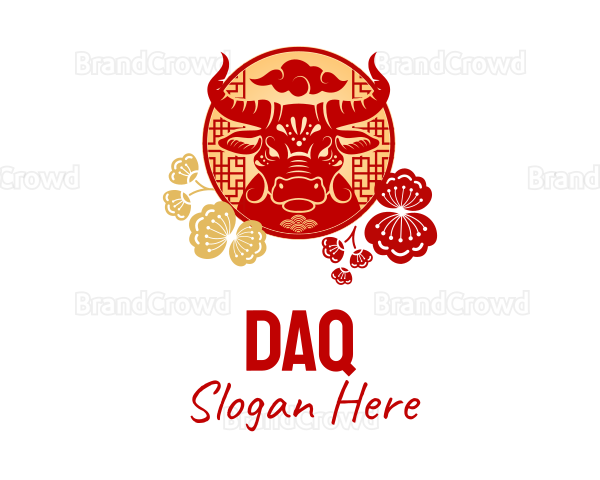 Ox Head Chinese Zodiac Logo