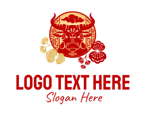 Lunar Year - Ox Head Chinese Zodiac logo design