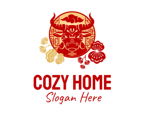 Ox Head Chinese Zodiac logo design