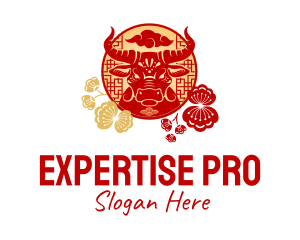 Ox Head Chinese Zodiac logo design