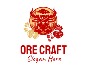 Ox Head Chinese Zodiac logo design