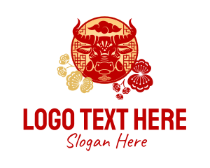 Chinese - Ox Head Chinese Zodiac logo design