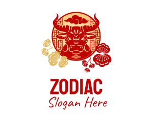 Ox Head Chinese Zodiac logo design