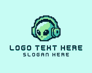 Super Mario - Alien Pixel Headset logo design