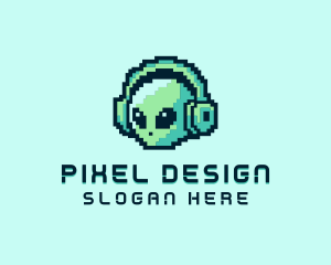 Alien Pixel Headset logo design