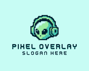 Alien Pixel Headset logo design