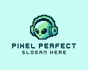 Alien Pixel Headset logo design