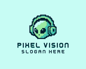 Alien Pixel Headset logo design