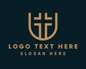 Preacher - Brown Religious Cross logo design