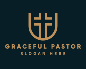 Pastor - Brown Religious Cross logo design