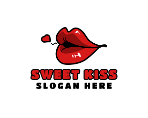 Kiss - Woman Lip Kiss logo design