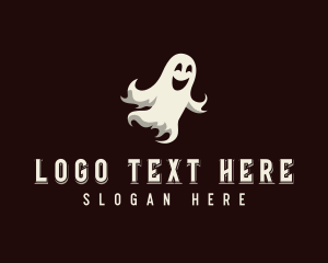 Haunted - Spooky Halloween Ghost logo design