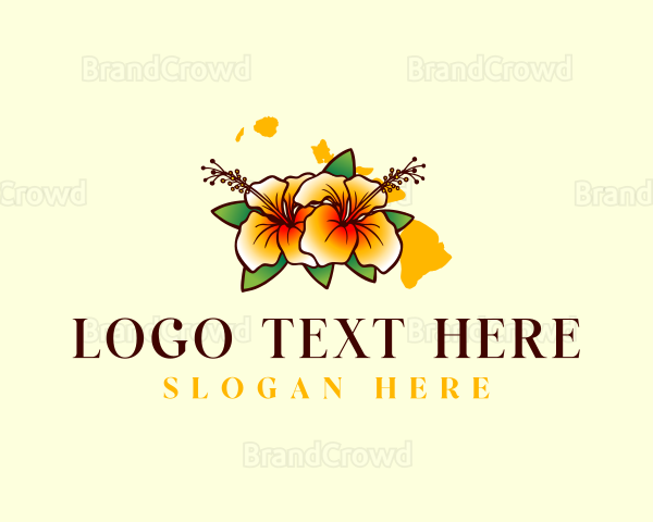 Hibiscus Flower Hawaii Logo