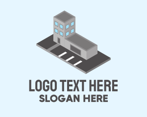 Skyline - Isometric Office Space logo design