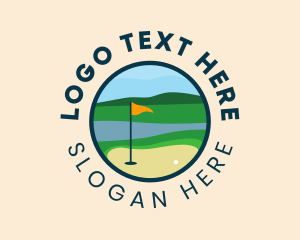 Golf Player - Yellow Flag Golf Course logo design