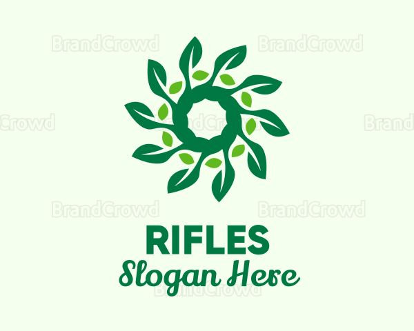 Green Plant Leaves Spiral Logo