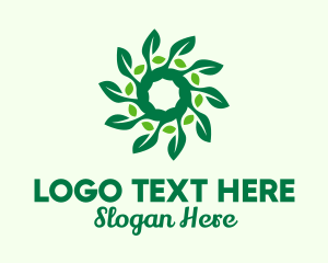 Tea Store - Green Plant Leaves Spiral logo design