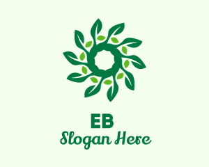 Tea Shop - Green Plant Leaves Spiral logo design