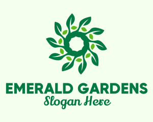 Green Plant Leaves Spiral  logo design