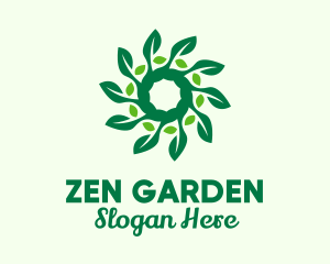 Green Plant Leaves Spiral  logo design