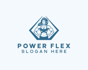 Muscular Fitness Woman  logo design