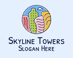 Towers - City Buildings Doodle Drawing logo design