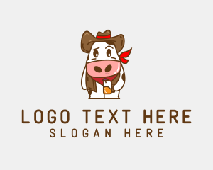 Dairy - Cute Cow Cowboy logo design